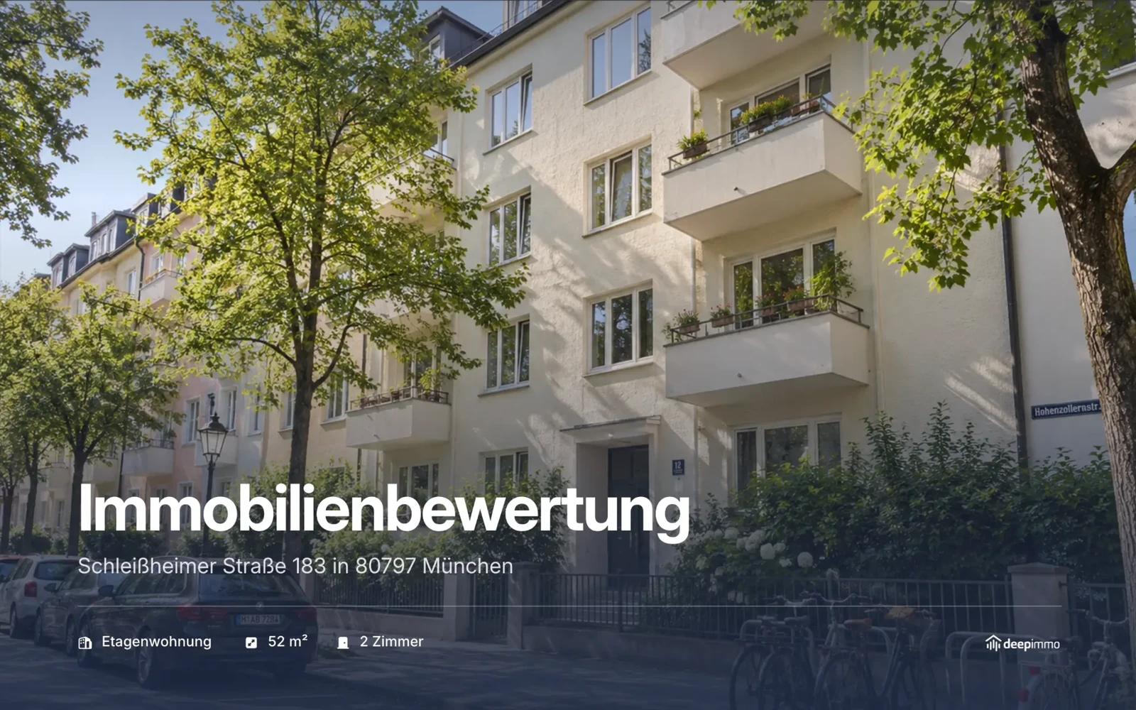 Titelfolie - Eigentümerpräsentation mit DeepImmo Slides, Schleißheimer Straße 183 in München