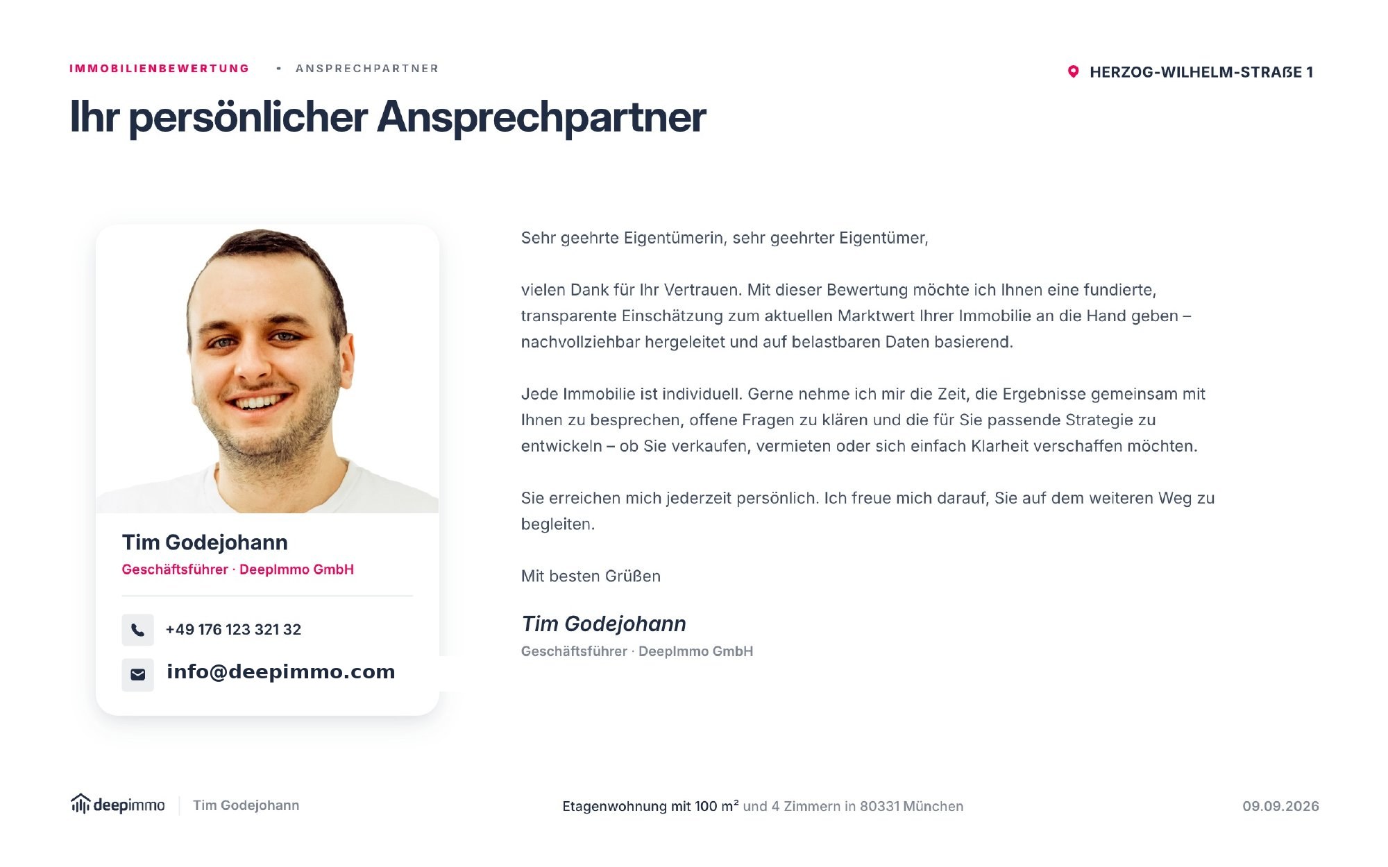 Ihr Ansprechpartner – Bewertungspräsentation Herzog-Wilhelm-Straße 1, München